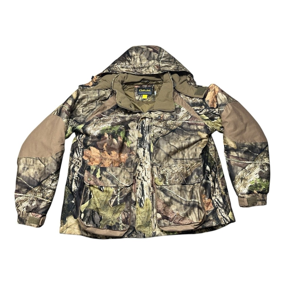Cabela's 4most Hunting Jacket Coat Men's XL Mossy Oak Camo Removable Hood EUC